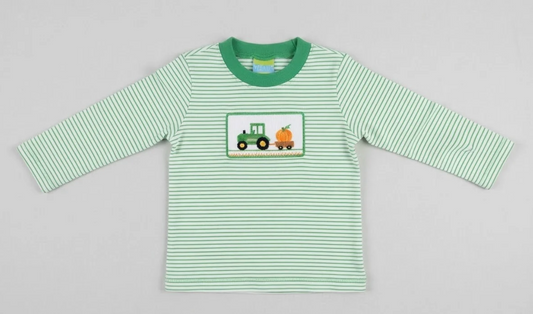 Anavini Long Sleeve Tshirt in Green with Tractor