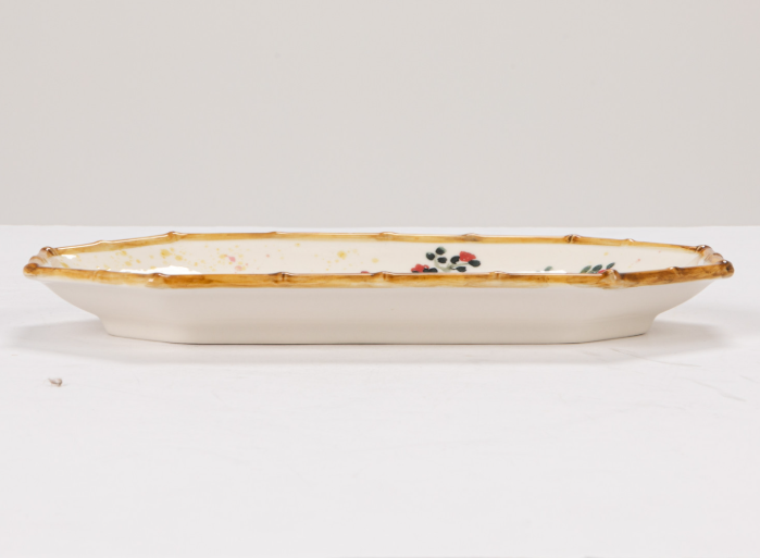 Creative Co-op Hand Painted Stoneware Octagon Shaped Plate