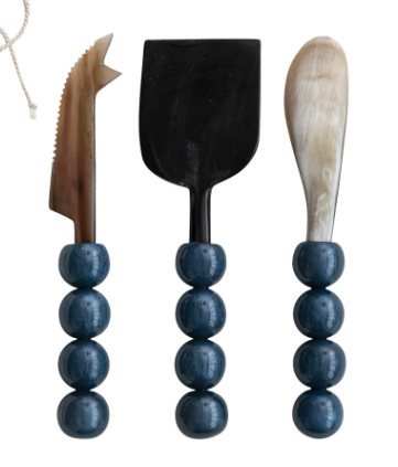 Creative Co-op Natural Horn Cheese Knives