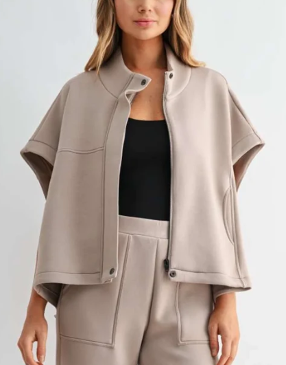 Joh Frankie Poncho Jacket in Taupe