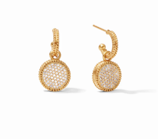 Julie Vos Fleur-de-Lis Pave Hoop & Charm Earring in Cubic Zirconia