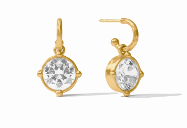 Julie Vos Honeybee Hoop & Charm Earring in Cubic Zirconia