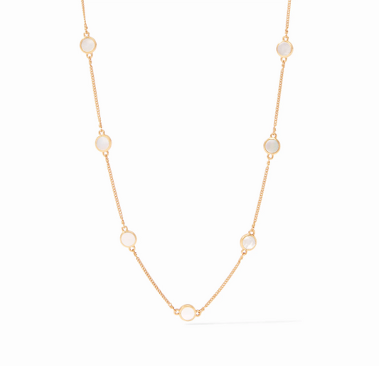 Julie Vos Valencia Delicate Station Necklace in Mother of Pearl