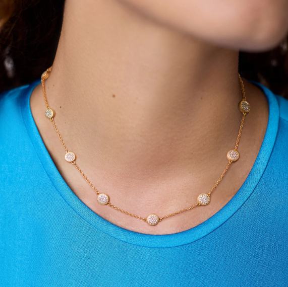Julie Vos Windsor Delicate Station Necklace in Pave Cubic Zirconia