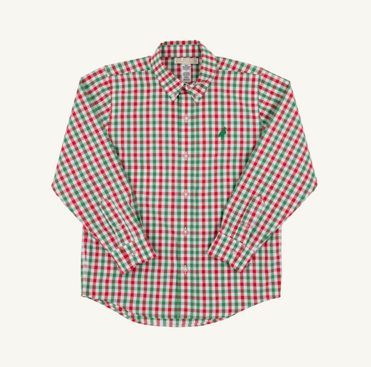 The Beaufort Bonnet Company Deans List Dress Shirt in Richmond Red and Kiawah Kelly Green Gingham