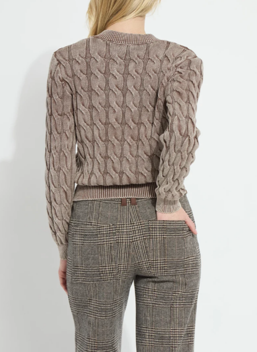 Lysse Farrah Sunwashed V-Neck Sweater in Frosted Cocoa
