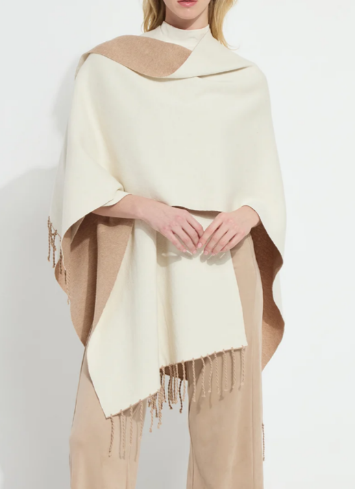 Lysse Basilia Double Face Reversable Wrap in Warm Biscuit/Buttercream