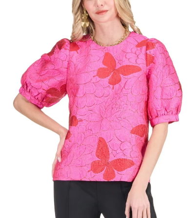 Jade Short Sleeve Top in Flutter Bloom