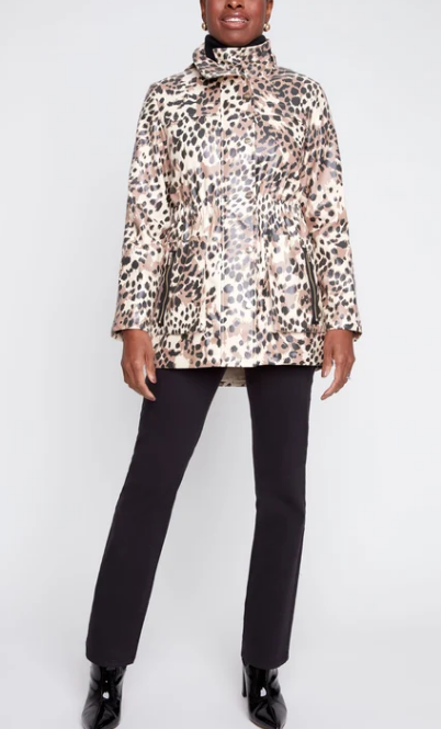 Renuar Collared Coat in Leopard Print