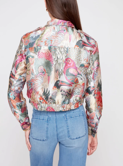Renuar Zip Up Jacket in Tropical Brocade