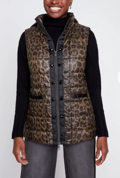 Renuar Collared Vest in Leopard