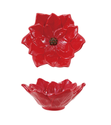 Creative Co-op Ceramic Poinsettia Dish