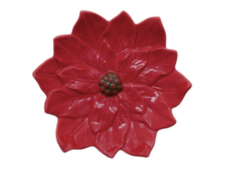 Creative Co-op Ceramic Poinsettia Plate