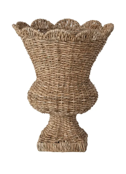 Creative Co-op Rattan Scalloped Urn Planter