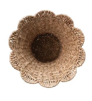 Creative Co-op Rattan Scalloped Urn Planter