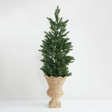 Creative Co-op Rattan Scalloped Urn Planter