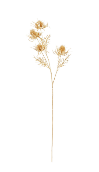 Creative Co-op Faux Thistle Stem with Glitter Gold