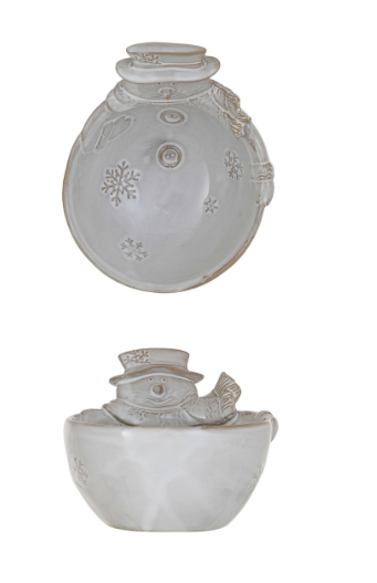 Creative Co-op Stoneware Snowman Bowl
