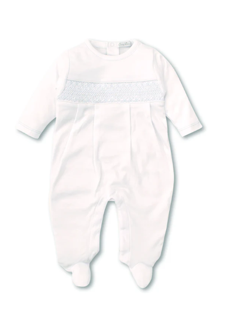 Kissy Kissy Footie with Hand Smocking - White