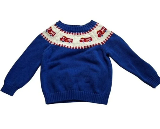 Little English Fire Truck Fair Isle Sweater