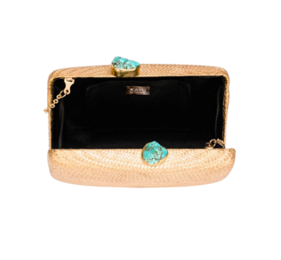 Kayu Jen Clutch in Toast with Turquoise Stone