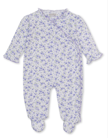 Kissy Kissy Footie Hand Embroidered - Cottage Roses