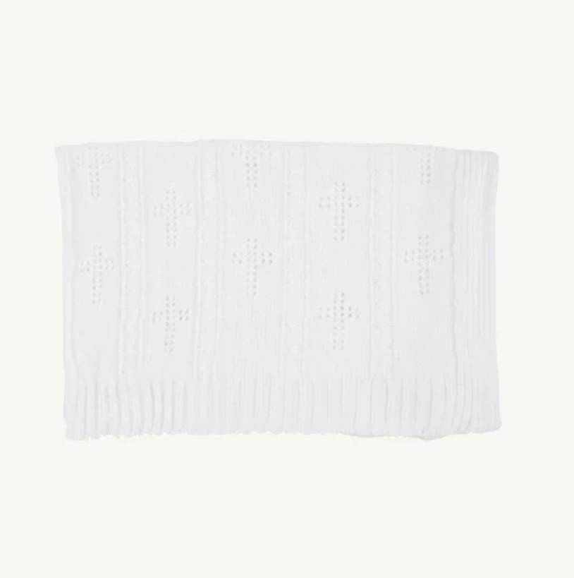 The Beaufort Bonnet Company Bailey Baby Pointelle Blanket in Worth Ave White