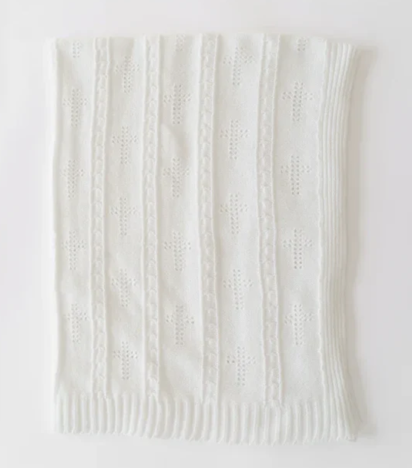 The Beaufort Bonnet Company Bailey Baby Pointelle Blanket in Worth Ave White