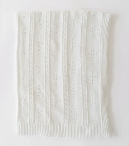 The Beaufort Bonnet Company Bailey Baby Pointelle Blanket in Worth Ave White