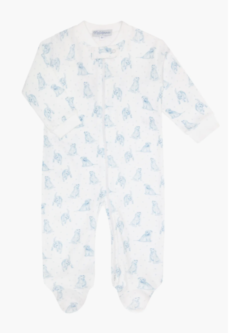 Nellapima Blue Puppy Love Print Zipper Footie