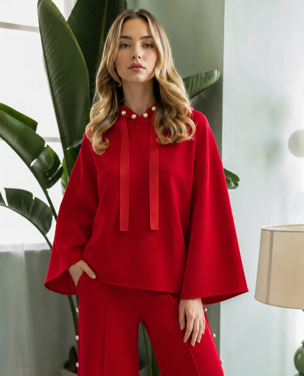 Joh Francine Pearl Hoodie in Red