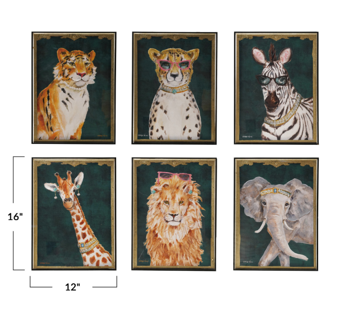 Creative Co-op Hand Painted Animals with Accessories