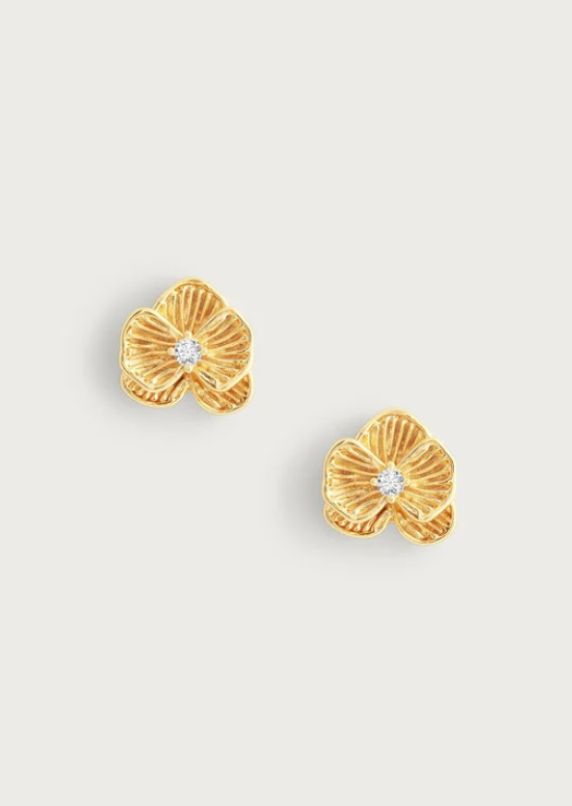 Anabel Aram Orchid Gold Stud Earrings
