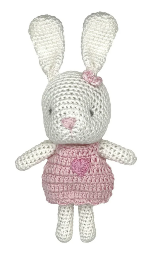 Zubels Crochet Bamboo Traditional Rattle in Girl Bunny