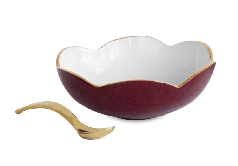 Beatriz Ball ENCANTO Amelia Mini Bowl with spoon in Bordeaux and White
