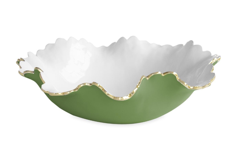 Beatriz Ball ENCANTO Colette Large Round Bowl Leaf Green and White