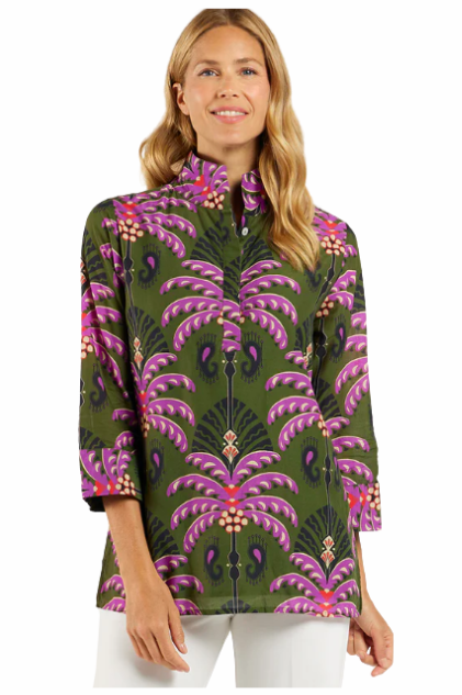 Jude Connally Cricket Top Frond Loden Cotton Voile