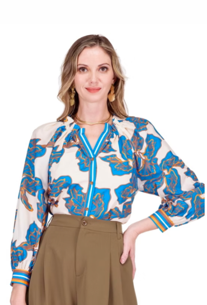 Jade: Bold Riviera Split Neck Top