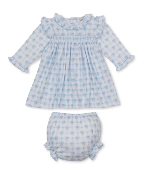 Kissy Kissy Dress Smocked Set in Windowpane Bows