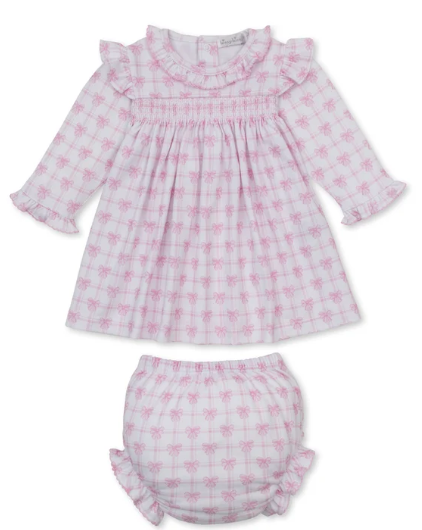 Kissy Kissy Dress Smocked Set in Windowpane Bows