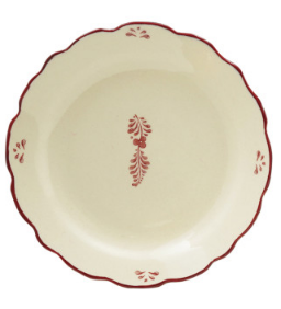Creative Co-op Stoneware Scalloped Plate with Holiday Image