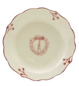 Creative Co-op Stoneware Scalloped Plate with Holiday Image