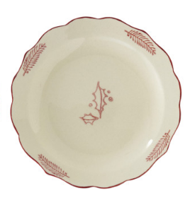 Creative Co-op Stoneware Scalloped Plate with Holiday Image