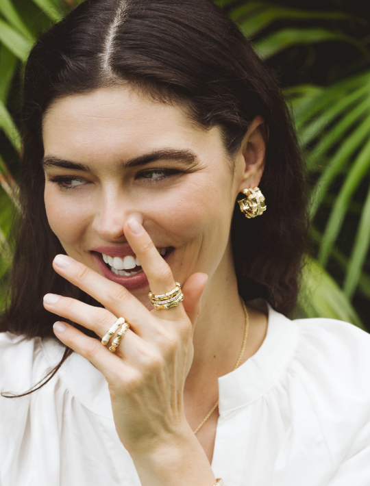 Anabel Aram Bamboo Stacked Hoop Earrings