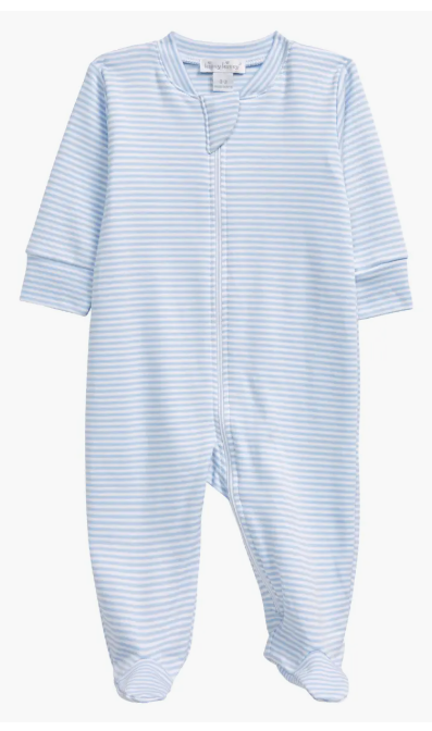 Kissy Kissy Footie with Zip Stripes in Blue