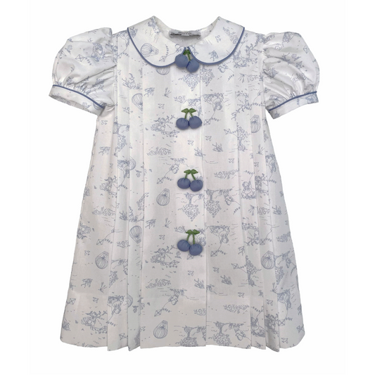 Classic Cherry Dress in Blue Toile: Made to Order