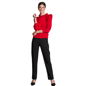 Tyler Boe Cashmere Ruffle Neck Sweater in Bright Red