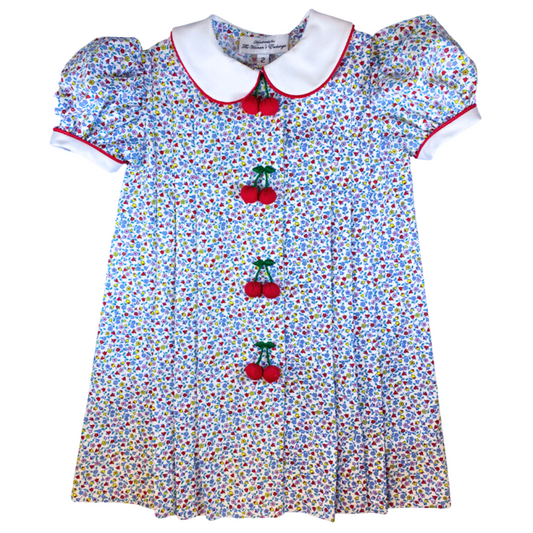Classic Cherry Dress in Primary-Color Floral: Made to Order