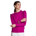 Load image into Gallery viewer, Tyler Boe Cashmere Ruffle Neck Sweater in Berry
