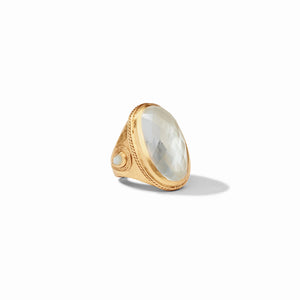 Julie Vos Cannes Statement Ring in Iridescent Clear Crystal